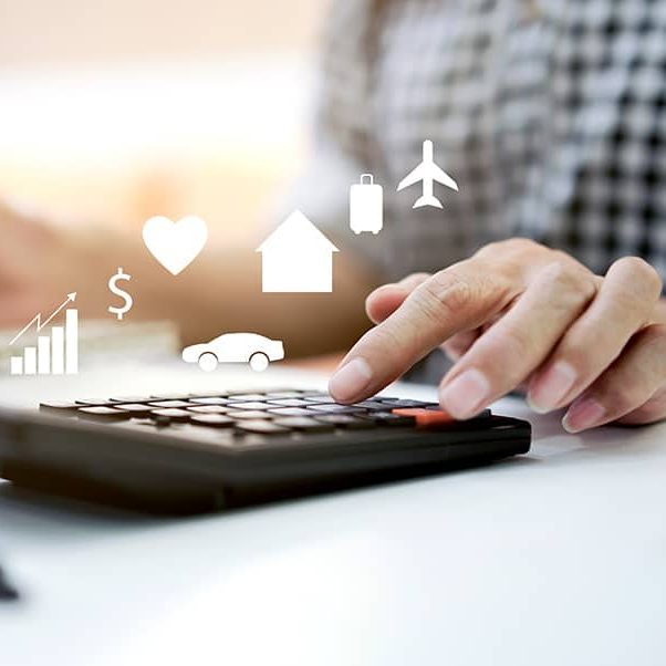 close up on mature woman pressing on calculator for making expense monthly and manage spending of life when retire such as home loan,insurance,savings,travel,health , lifestyle aged people concept